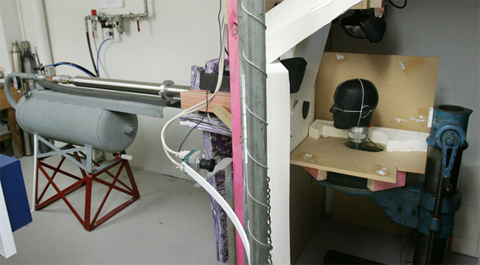 air-cannon CRASH TEST: The air cannon used in impact testing at the OBO laboratory in Palmerston North.